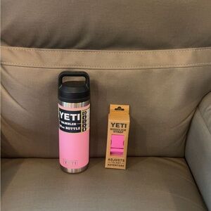 YETI Pink Rambler Bottle with Adjustable Strap